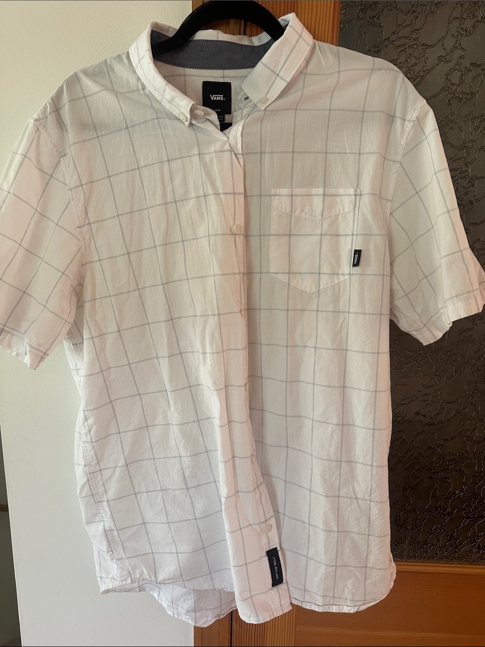 Vans White Short-Sleeve Windowpane Button-Down Shirt